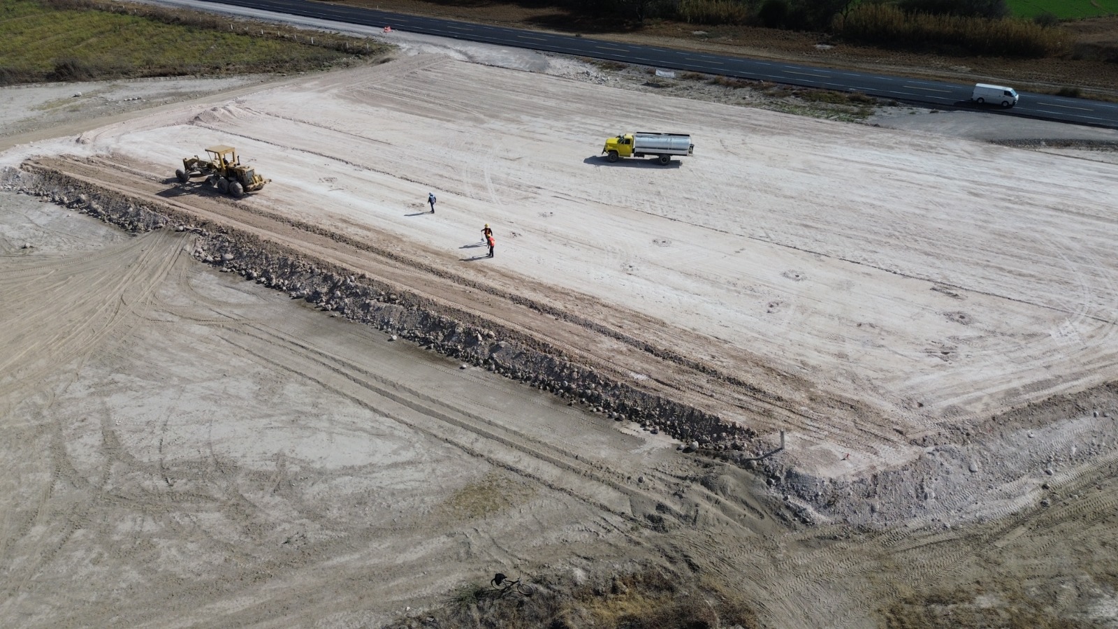 Vista aérea de la nivelación del terreno del proyecto