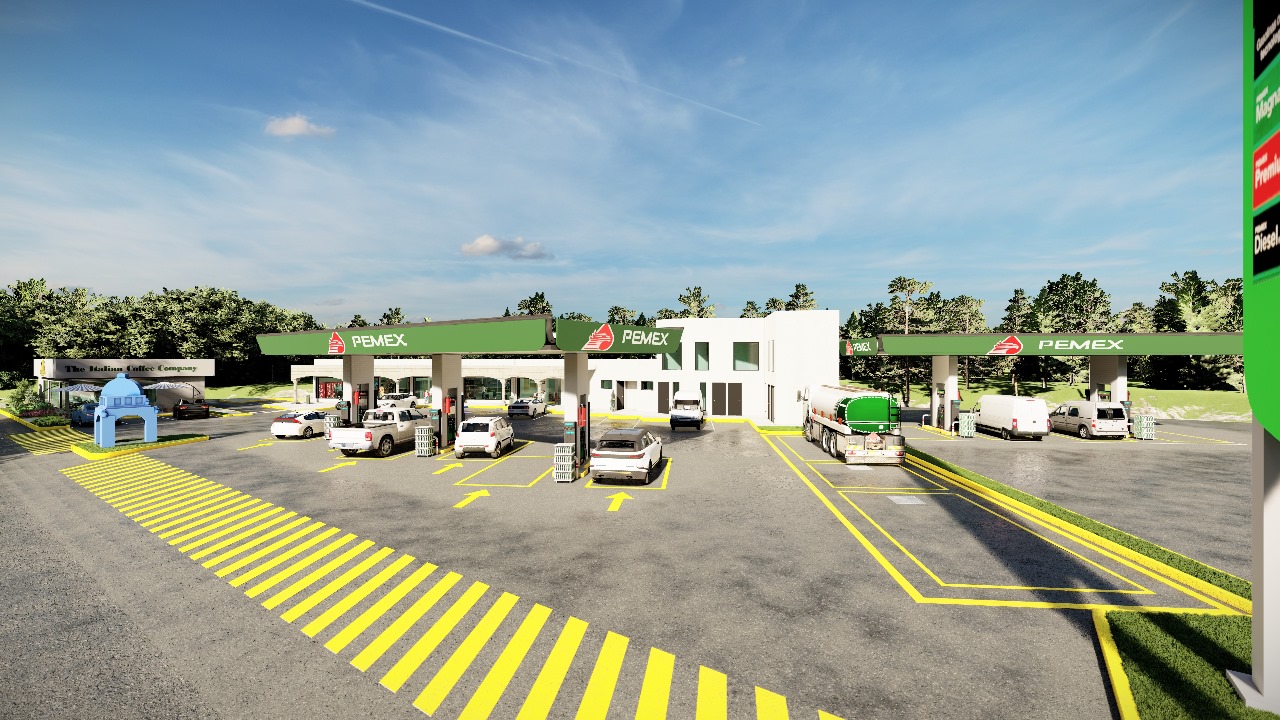 Render: islas de despacho y tienda de conveniencia